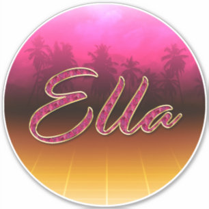 Ella First Name Golden pink Sticker