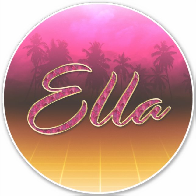Ella First Name Golden pink Sticker (Front)