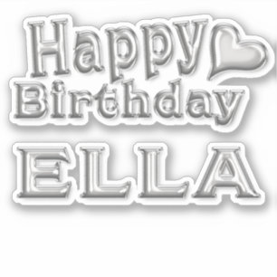 Ella Happy Birthday silver Sticker