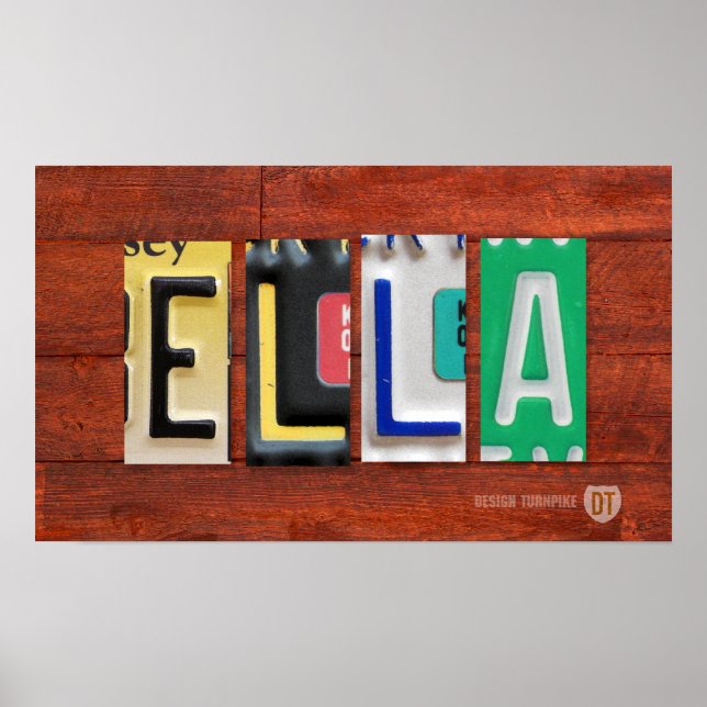 ELLA License Plate Lettering Name Sign Poster (Front)