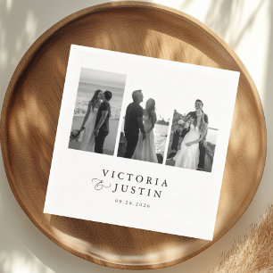 ELLA Modern 3 Photo Wedding  Napkin