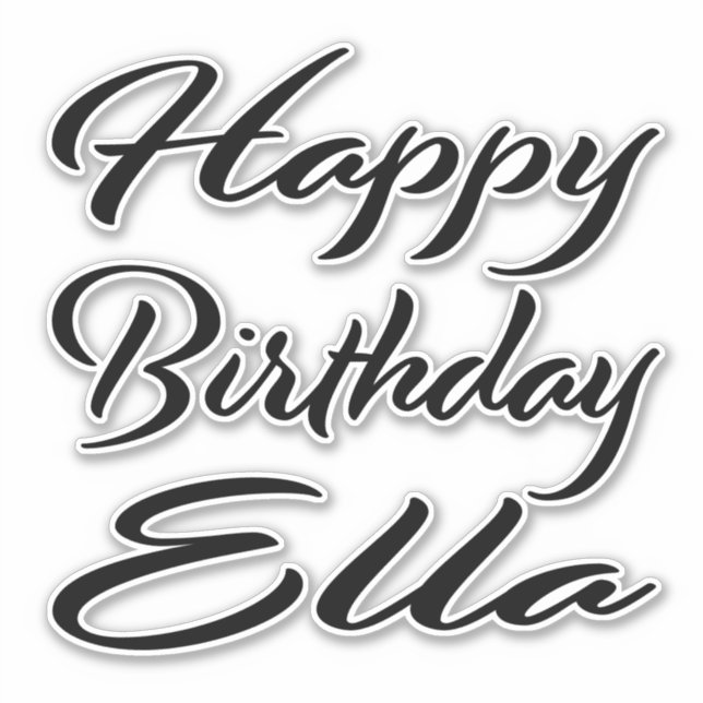 Ella name first name black Sticker birthday (Front)