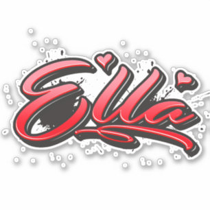 Ella red Heart Graffiti Sticker