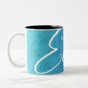 Ella Repeating Name Pattern Design Two-Tone Coffee Mug