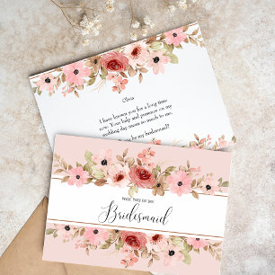 ELLE Pink Flower Elegant Bridesmaid Card
