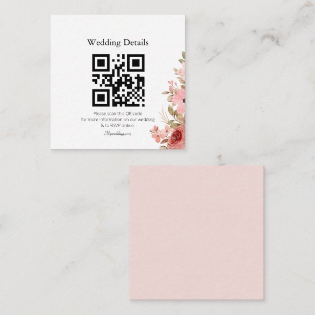 ELLE Pink Flower Elegant Wedding Enclosure Card (Front/Back)