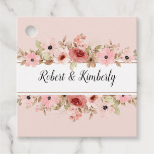 ELLE Pink Flower Elegant Wedding Favour Tags