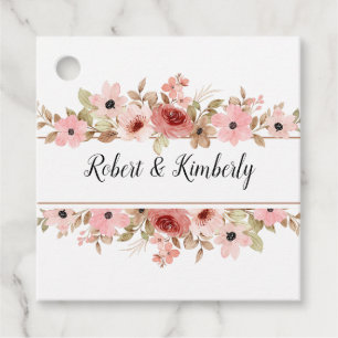 ELLE Pink Flower Elegant Wedding Favour Tags