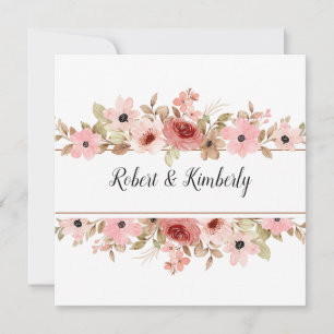 ELLE Pink Flower Elegant Wedding Invitation