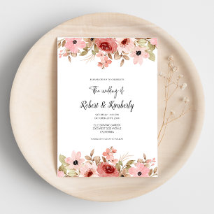 ELLE Pink Flower Elegant Wedding Invitation