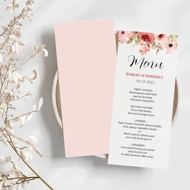 ELLE Pink Flower Elegant Wedding Menu (Creator Uploaded)