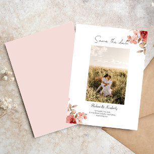 ELLE  Pink Flower Elegant Wedding Save The Date
