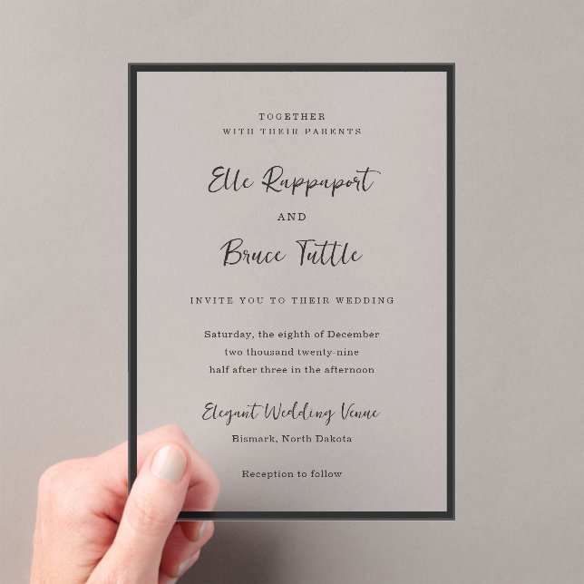 Elle Simple Modern Wedding Acrylic Invitations (Insitu (Handheld))