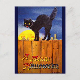 Ellen H. Clapsaddle: Black Cat on a Fence Postcard