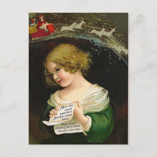 Ellen H. Clapsaddle - Christmas Girl with Letter Holiday Postcard (Front)