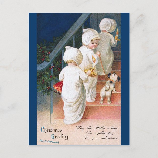 Ellen H. Clapsaddle: Christmas Toddler Girls Holiday Postcard (Front)