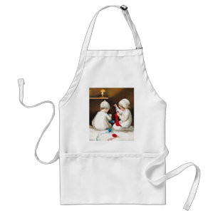 Ellen H. Clapsaddle: Girls Stitching Stockings Standard Apron