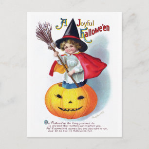 Ellen H. Clapsaddle: Little Pumpkin Witch Postcard