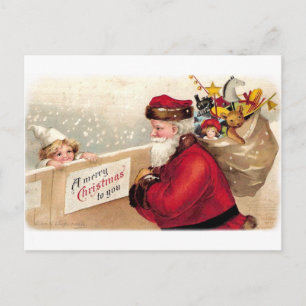 Ellen H. Clapsaddle - Santa with Child Holiday Postcard