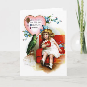 Ellen H. Clapsaddle: Valentine Girl with Parrot Holiday Card