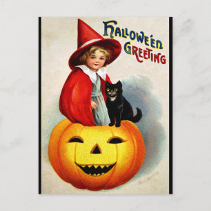Ellen H. Clapsaddle: Witch in Jack O'Lantern Postcard