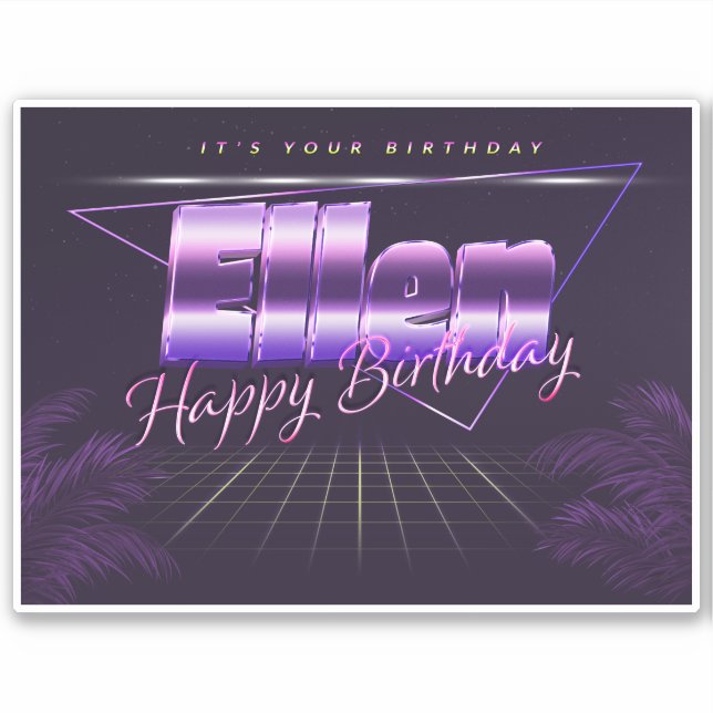 Ellen name First name lila retro Sticker Birthday (Front)