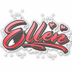 Ellen red Heart Graffiti Sticker