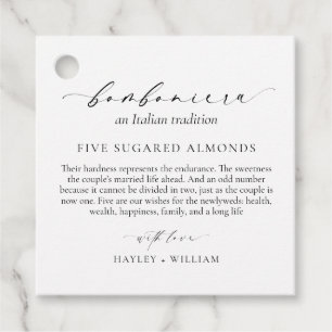 Ellesmere An Italian Tradition 5 Sugared Almonds Favour Tags