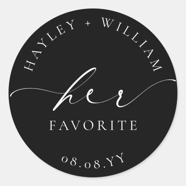 Ellesmere Black Her Favourite Classic Round Sticker (Front)