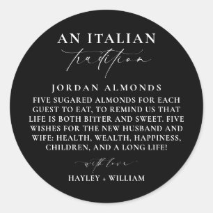 Ellesmere Black Italian Tradition Sugared Almonds Classic Round Sticker