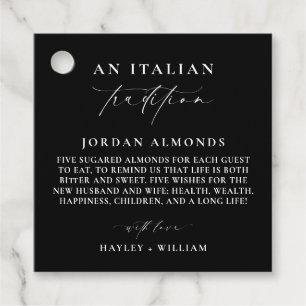 Ellesmere Black Italian Tradition Sugared Almonds Favour Tags
