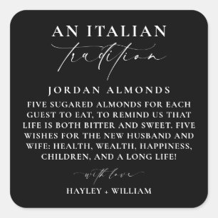Ellesmere Black Italian Tradition Sugared Almonds Square Sticker