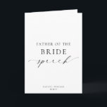 Ellesmere Father Of The Bride Wedding Speech Card<br><div class="desc">This Ellesmere wedding card features a modern minimalist design on a white background for a clean and simple look. The script heading is an image that cannot be edited. All of the other text is fully editable. For more advanced customisation of this design, simply select the "Customise It" button above....</div>