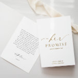 Ellesmere Her Promise Vows Book Wedding Foil Card<br><div class="desc">The Ellesmere wedding vow card features a modern minimalist design on a white background for a clean and simple look. The script heading is an image that cannot be edited. All of the other text is fully editable. For more advanced customisation of this design, simply select the "Customise It" button...</div>