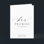 Ellesmere Her Promise Vows Book Wedding Thank You Card<br><div class="desc">The Ellesmere wedding vow card features a modern minimalist design on a white background for a clean and simple look. The script heading is an image that cannot be edited. All of the other text is fully editable. For more advanced customisation of this design, simply select the "Customise It" button...</div>