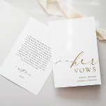 Ellesmere Her Vows Wedding Gold Foil Card<br><div class="desc">The Ellesmere wedding vow card features real gold foil and a modern minimalist design. The script heading is an image that cannot be edited. All of the other text is fully editable. For more advanced customisation of this design,  simply select the "Customise It" button above.</div>