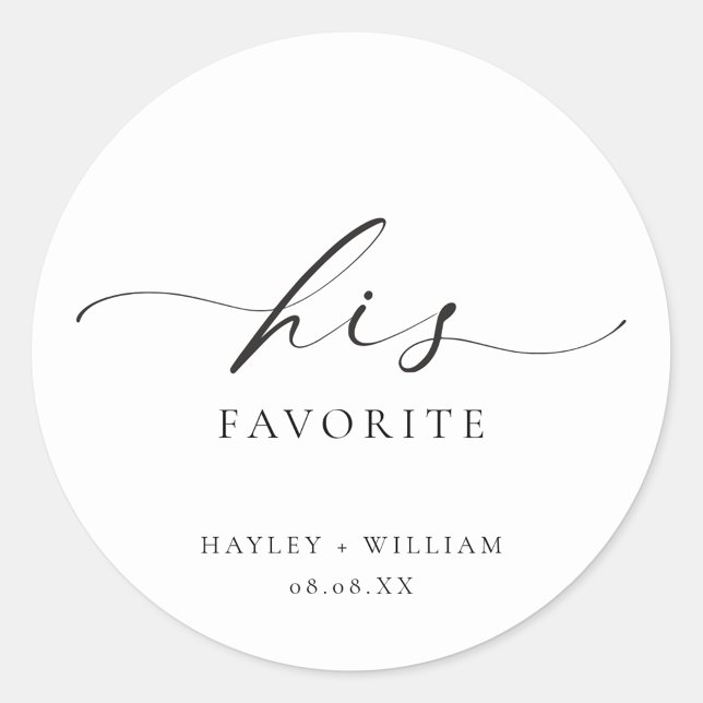 Ellesmere His Favourite Favour Classic Round Stick Classic Round Sticker (Ellesmere His Favorite Wedding Favors Sticker)