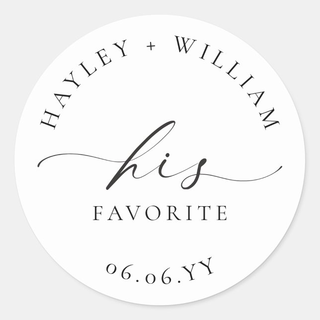 Ellesmere His Favourite Favour Classic Round Stick Classic Round Sticker (Ellesmere His Favorite Wedding Favors Sticker)