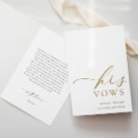 Ellesmere His Vows Wedding Gold Foil Card<br><div class="desc">The Ellesmere wedding vow card features real gold foil and a modern minimalist design. The script heading is an image that cannot be edited. All of the other text is fully editable. For more advanced customisation of this design,  simply select the "Customise It" button above.</div>