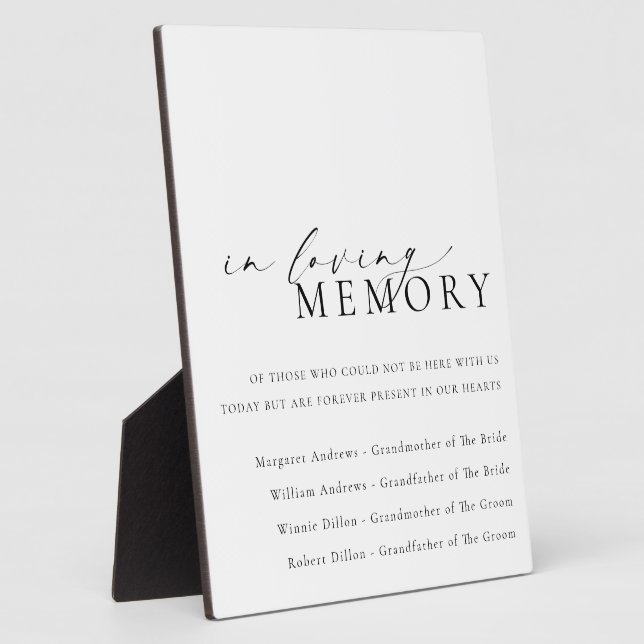 Ellesmere In Loving Memory Wedding Plaque (Side)