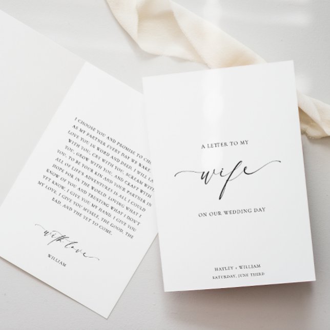 Ellesmere Letter To My Wife Wedding Day Card (A Letter To My Wife Wedding Day Card Ellesmere)