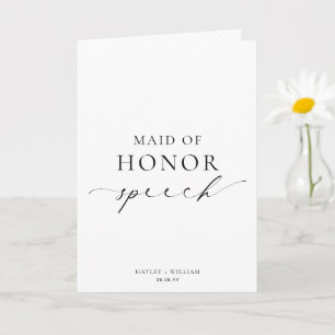 Ellesmere Maid OF Honor Wedding Speech Card