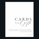 Ellesmere Minimalist Cards and Gifts Sign<br><div class="desc">This cards and gifts sign features a modern calligraphy script heading and minimalist design. The script text heading is an image that cannot be edited. The heading image can be resized to fit any poster size. All of the other text is fully editable. For more advanced customisation of this design,...</div>