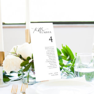 Ellesmere Minimalist Table Number With Guest Names