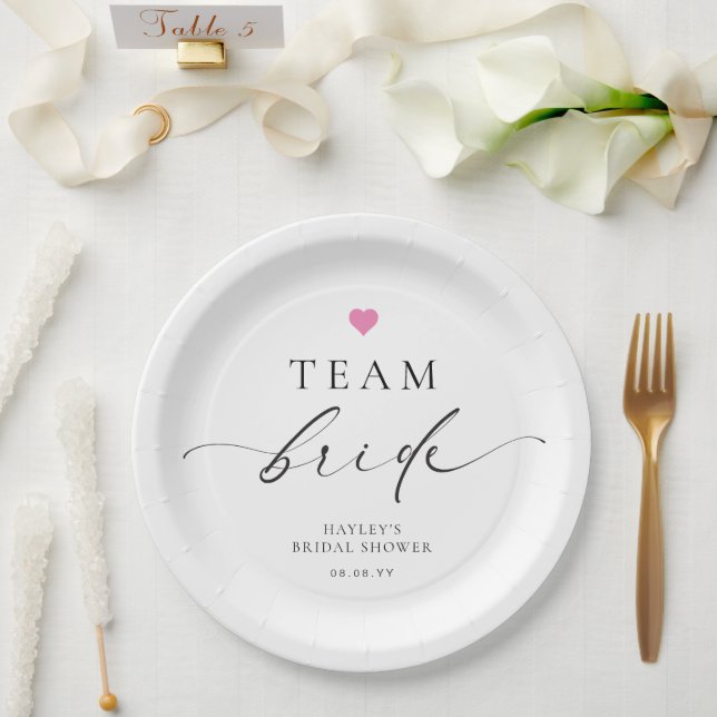 Ellesmere Minimalist Team Bride Paper Plate (Wedding)