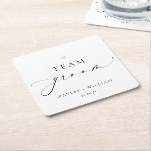 Ellesmere Minimalist Team Groom Square Paper Coaster