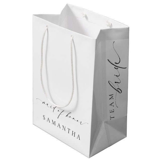 Ellesmere Minimalist Wedding Maid of Honour Medium Gift Bag (Back Angled)