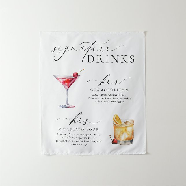 Ellesmere Modern Minimal Signature Drinks Sign Tapestry (Creator Uploaded)