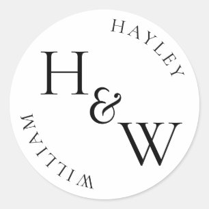Ellesmere Monogram Wedding Favour Classic Round Sticker