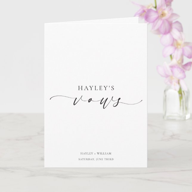 Ellesmere Personalised Name Vows Wedding Card (Orchid)